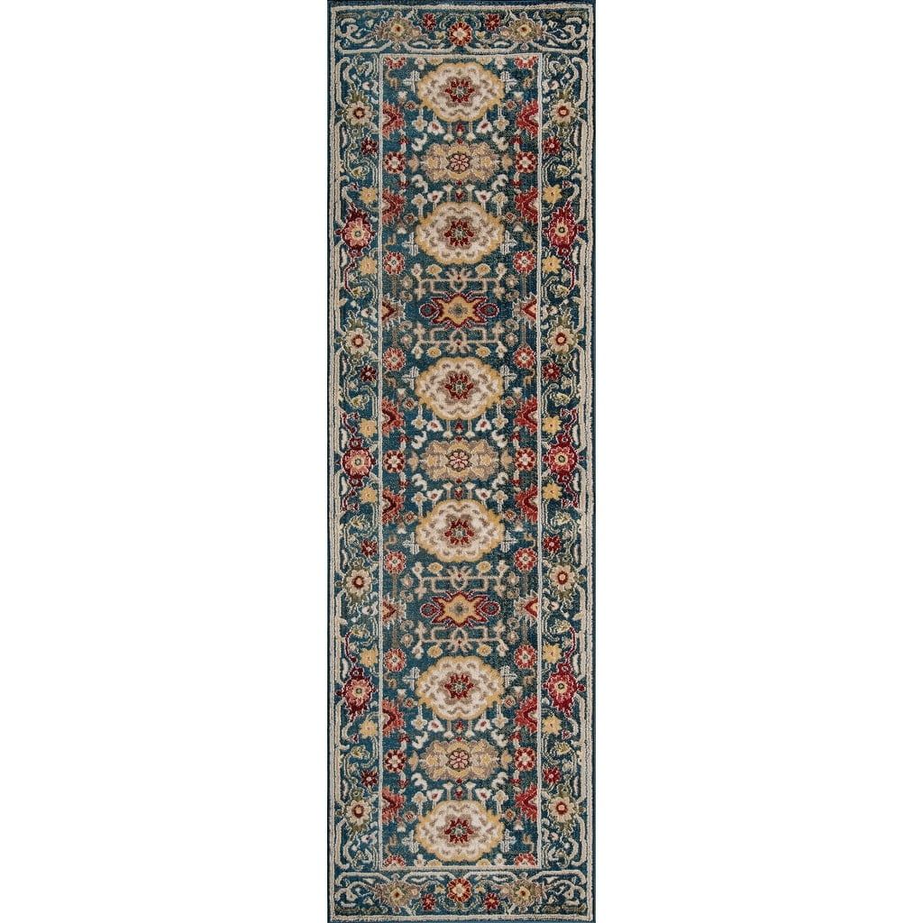 Lenox Blue Traditional Polypropylene Runner Rug 2'3" x 8'