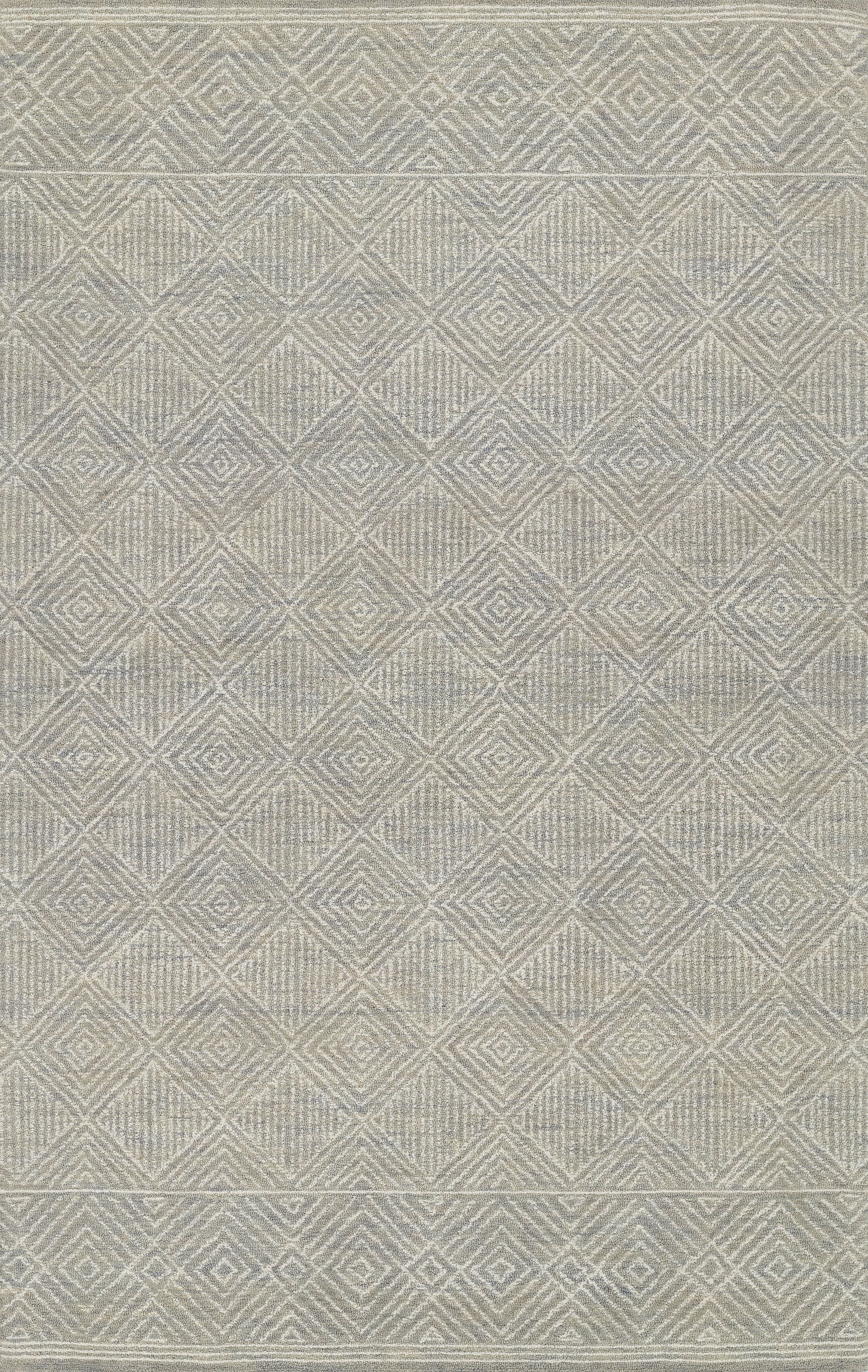 Handmade Gray Geometric Wool Area Rug 66" x 42"