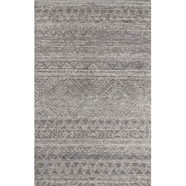 Handmade Gray Wool Geometric Tribal Area Rug 5' x 8'