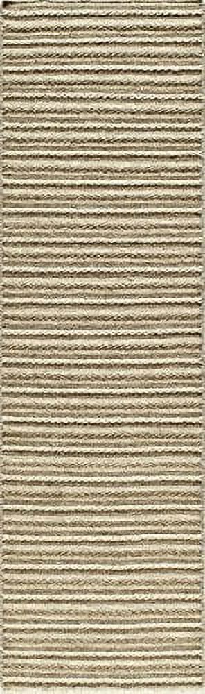 Natural Brown Wool Handwoven Flatweave Reversible Runner Rug