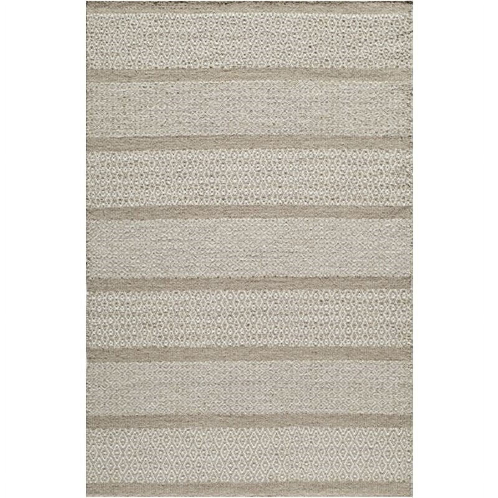 Beige Geometric Flatweave Wool Area Rug, 3'6" x 5'6"