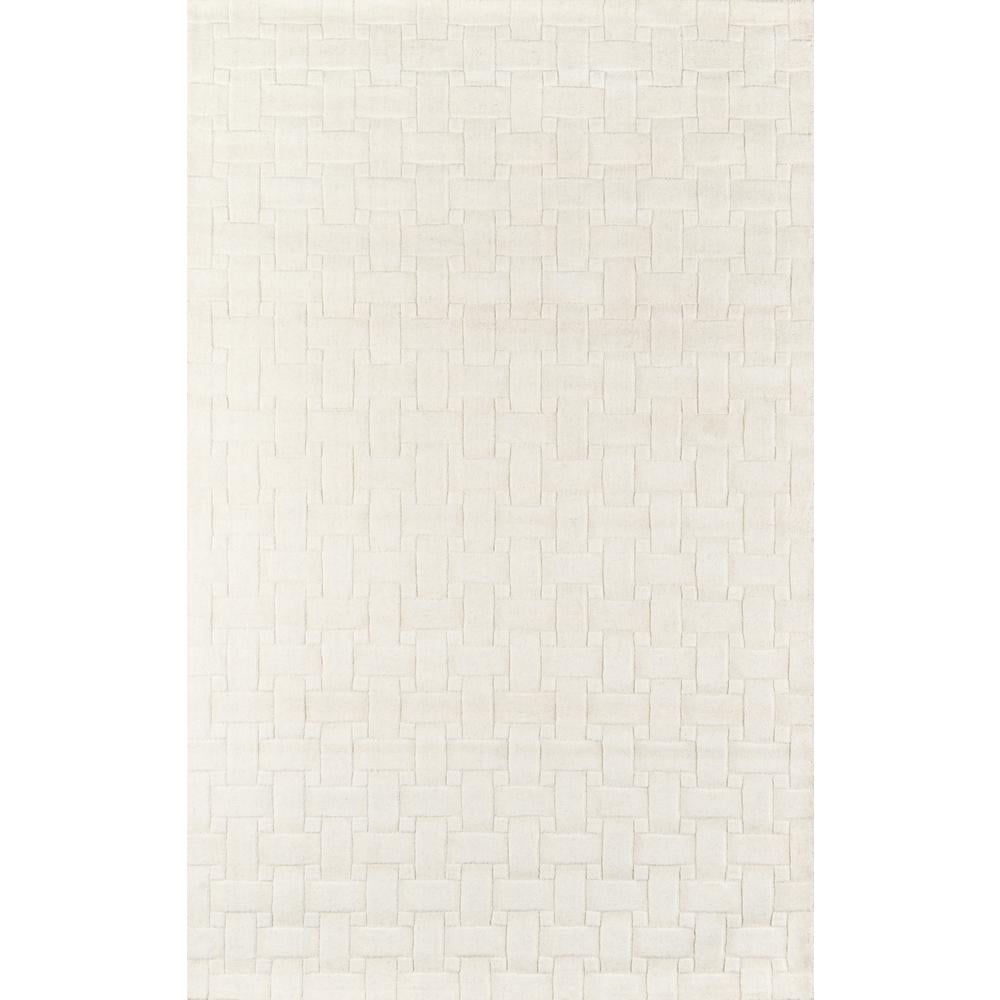 Ivory Geometric Hand Tufted Wool Rug 5 ft x 8 ft