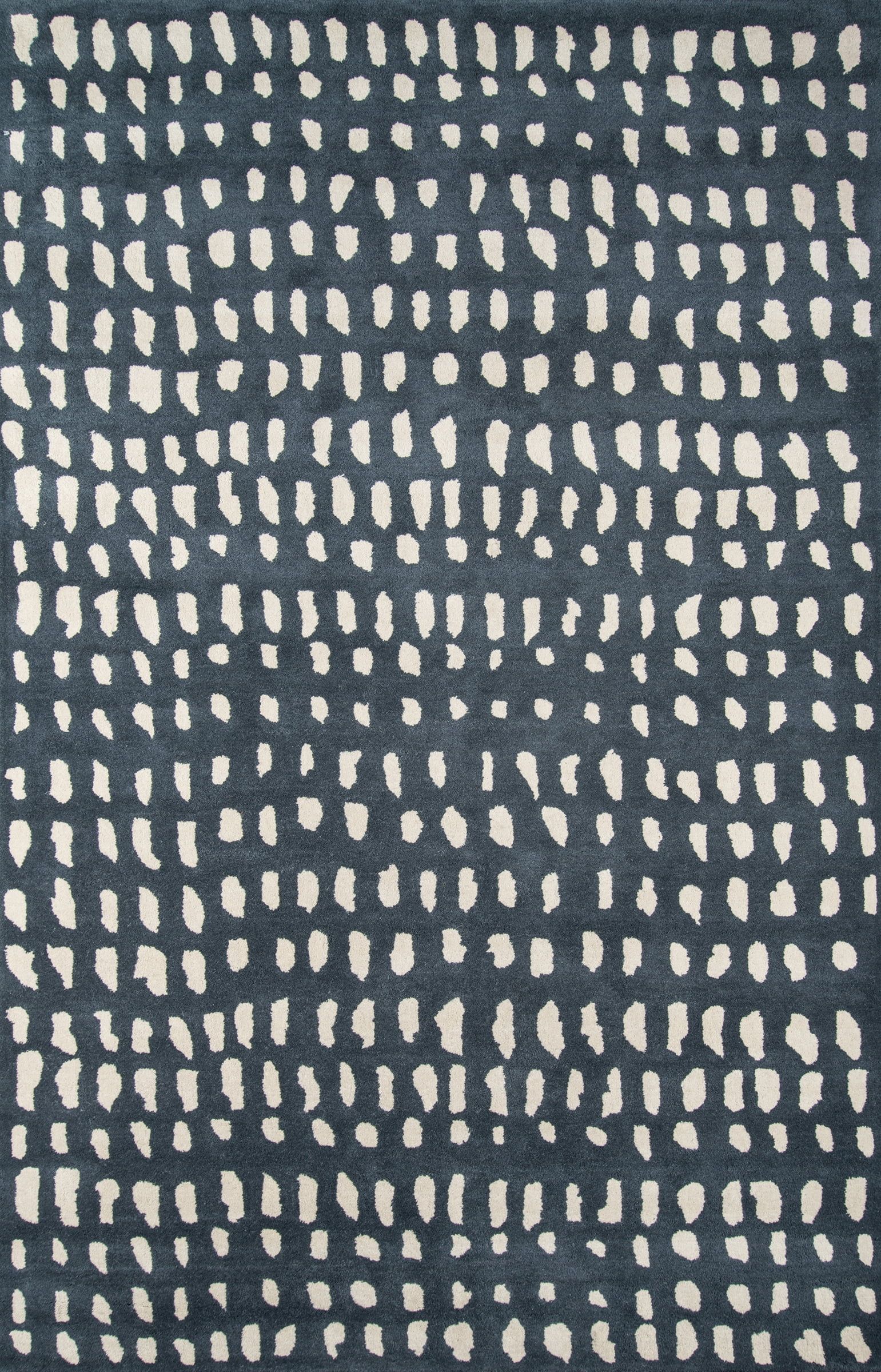 Hand-Tufted Geometric Blue Wool Area Rug, 9' x 12'