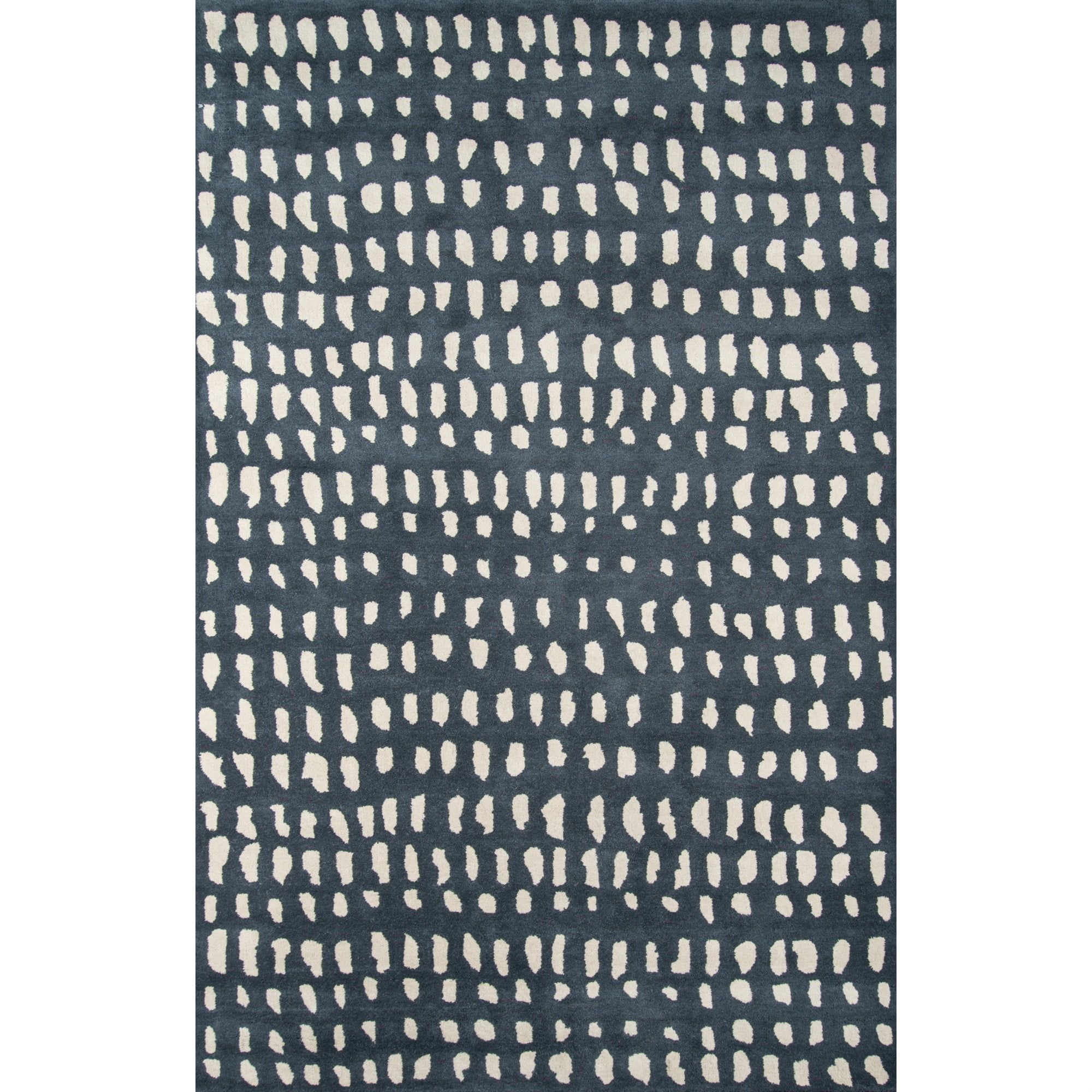 Handmade Geometric Tufted Blue Wool Area Rug 8' x 10'