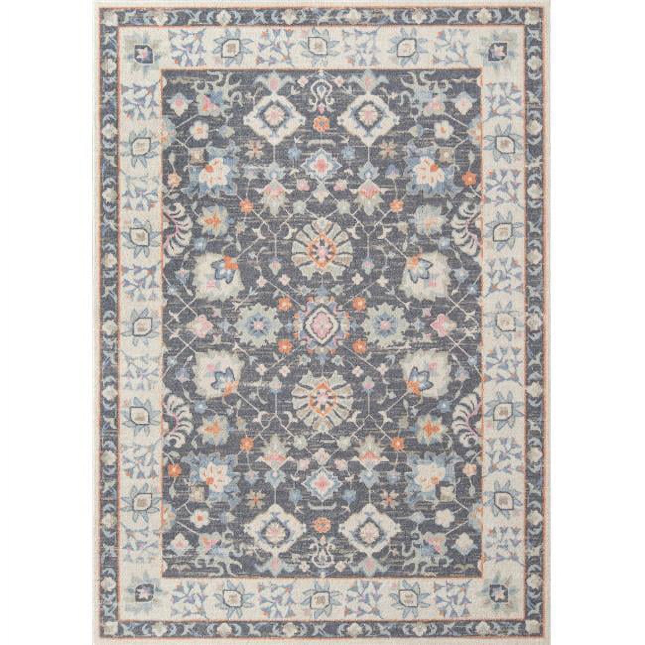 Charcoal Medallion Tufted Wool-Synthetic Blend Area Rug, 3'3" x 5'
