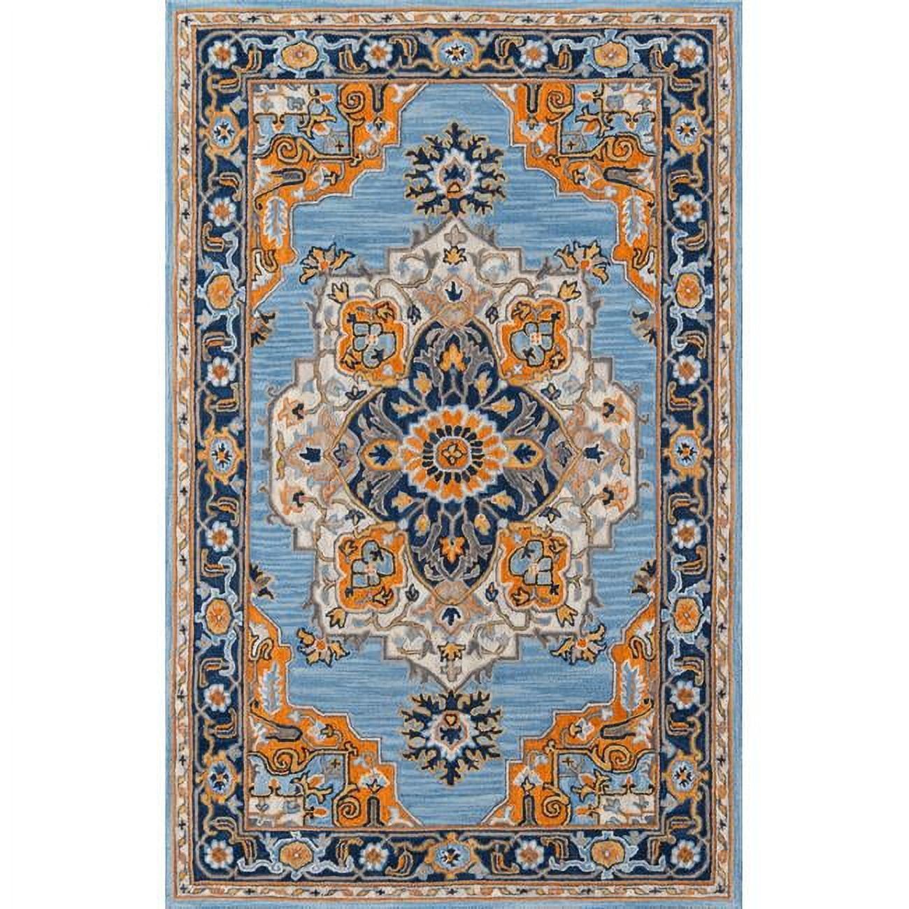 Hand-Tufted Blue Wool Medallion 3' x 5' Area Rug