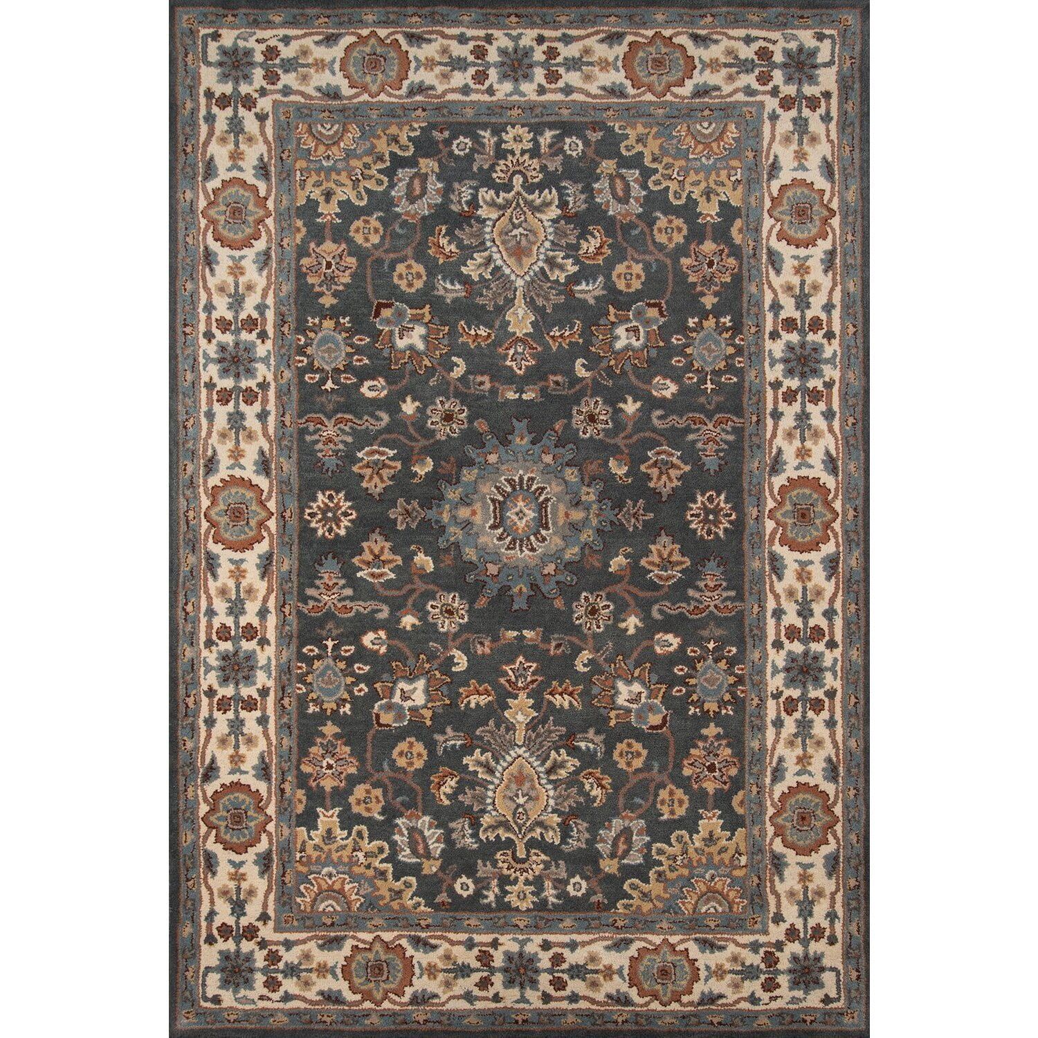 Handmade Tudor Elegance Gray Wool Rectangular Rug, 2'x3'