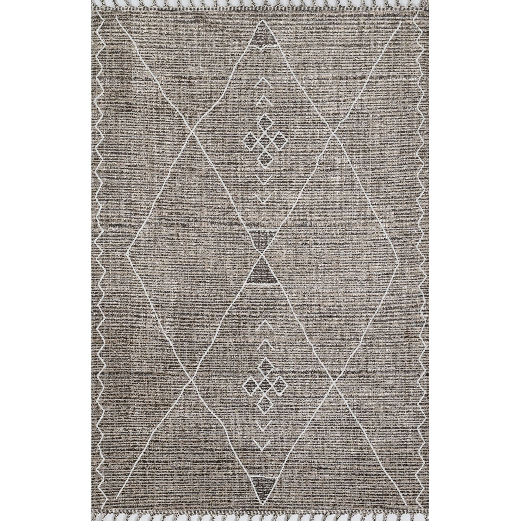 Rabat Gray Synthetic Flat Woven Rectangular Area Rug 5'3" x 7'6"