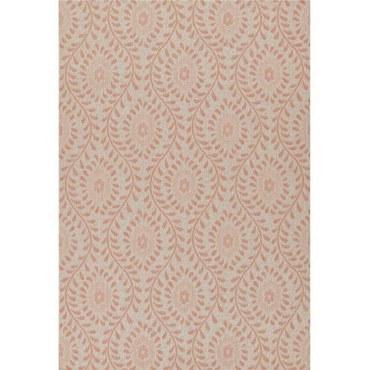 Coral and Beige Reversible Synthetic 9' x 12' Rug