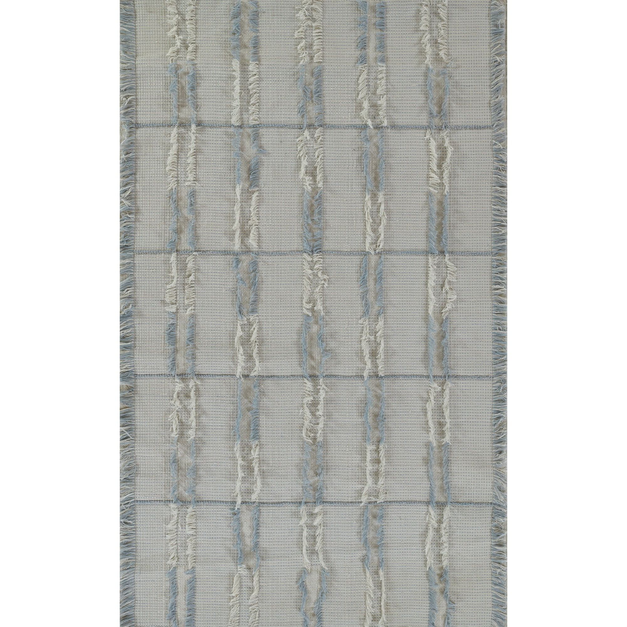 Handwoven Bohemian Stripe Blue Wool & Synthetic 3'6" x 5'6" Rug