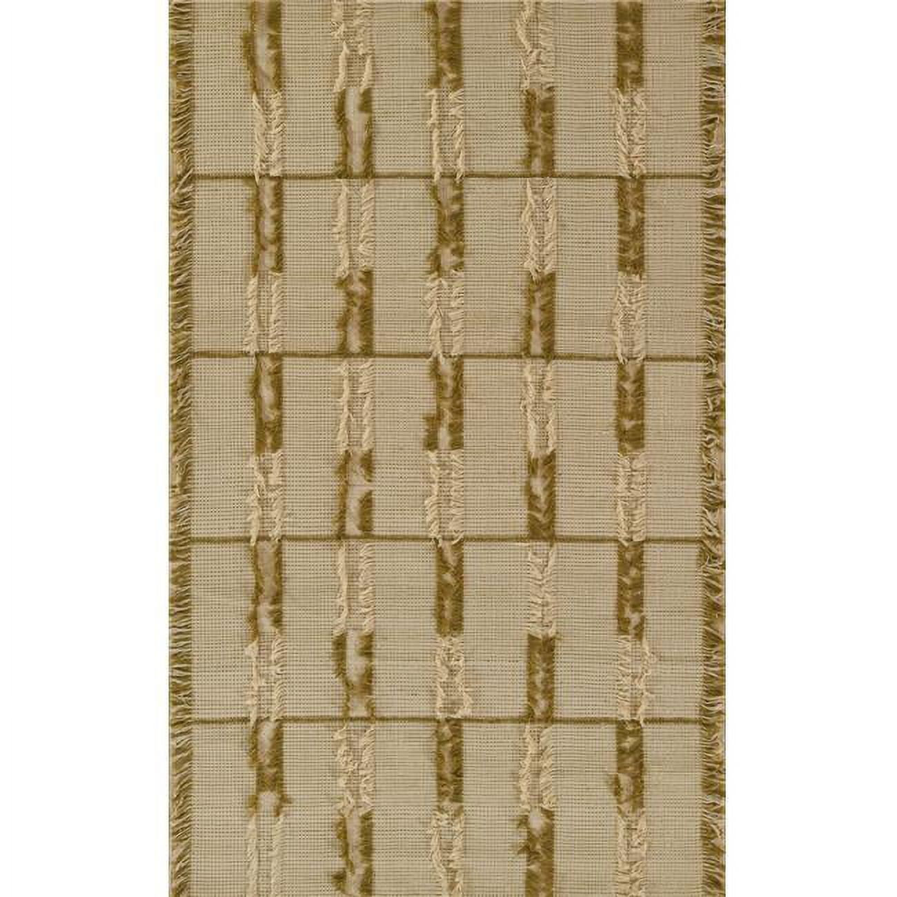 Serena Green and Beige Handwoven Wool Stripe Rug 8' x 10'