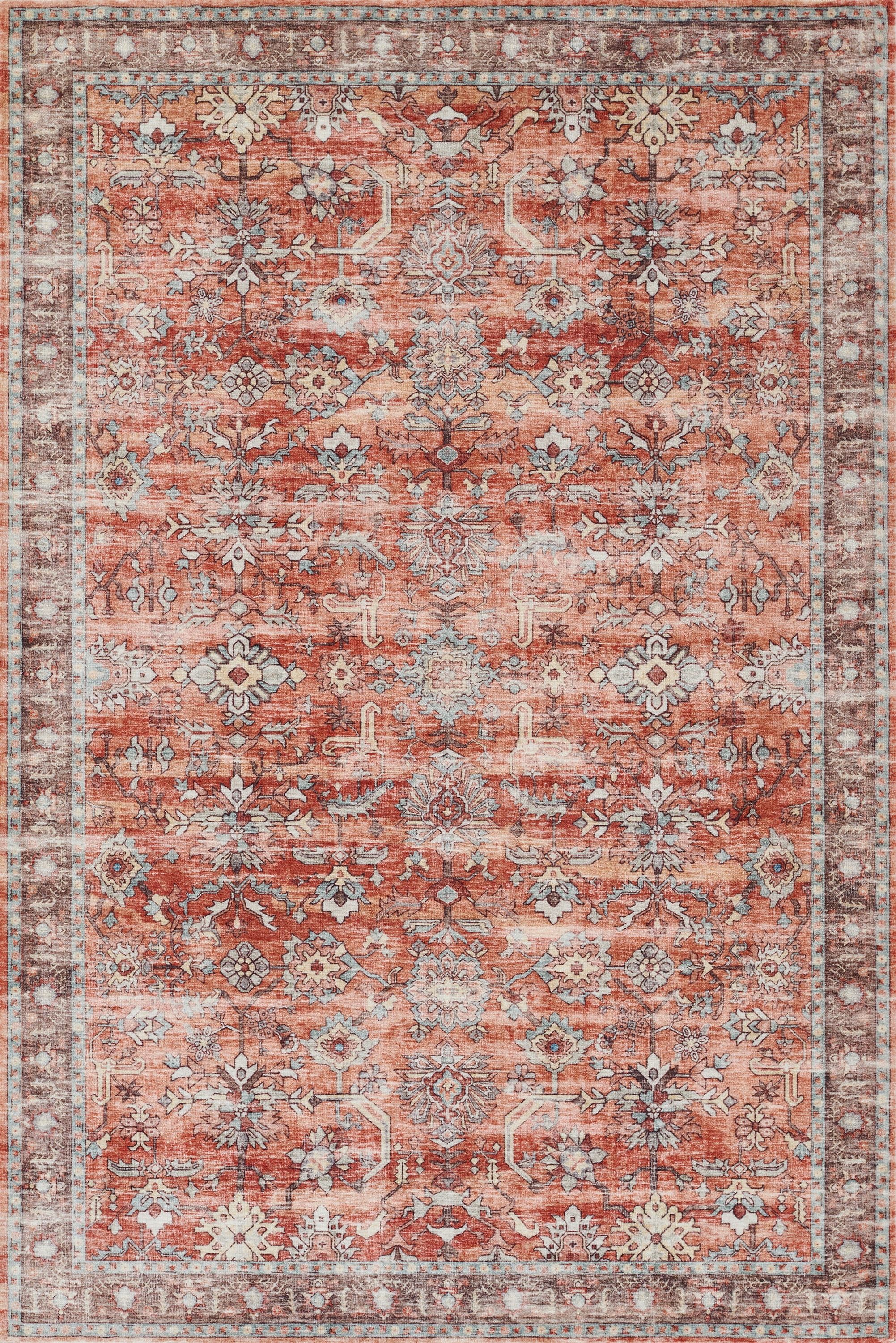 Copper and Beige Flat Woven Synthetic Rectangular Area Rug