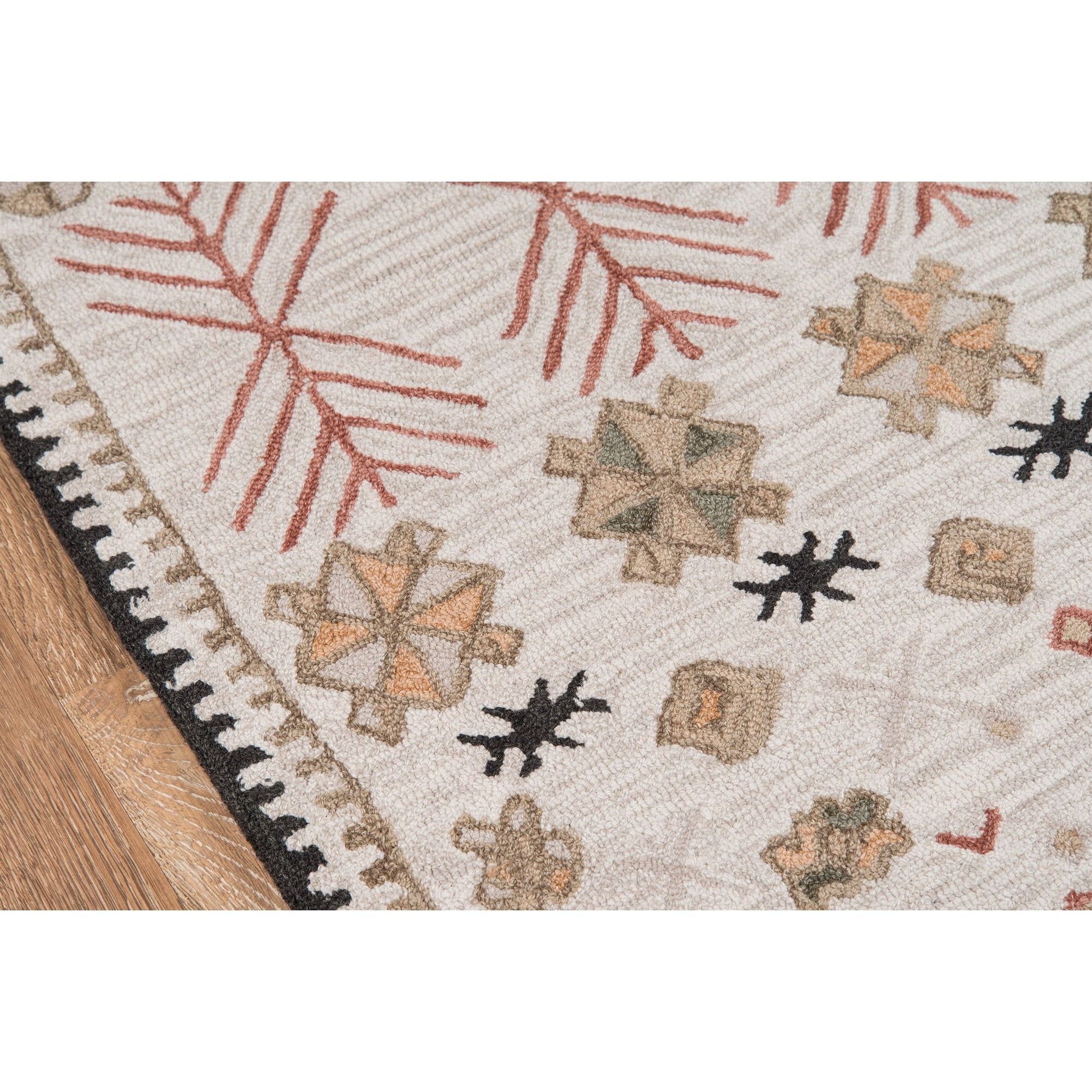 Handmade Red and Beige Wool Geometric 5' x 8' Rug