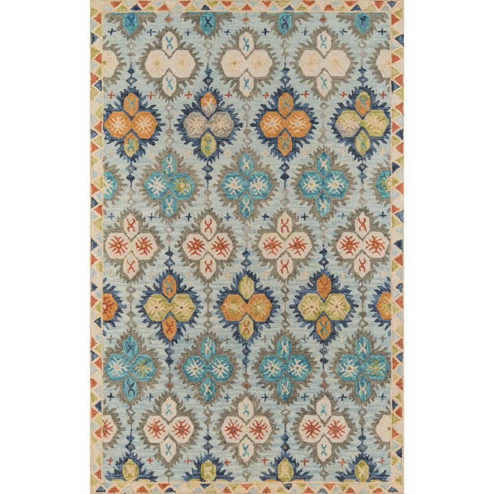 Handmade Blue and Beige Wool Floral Area Rug 9'6" x 13'6"