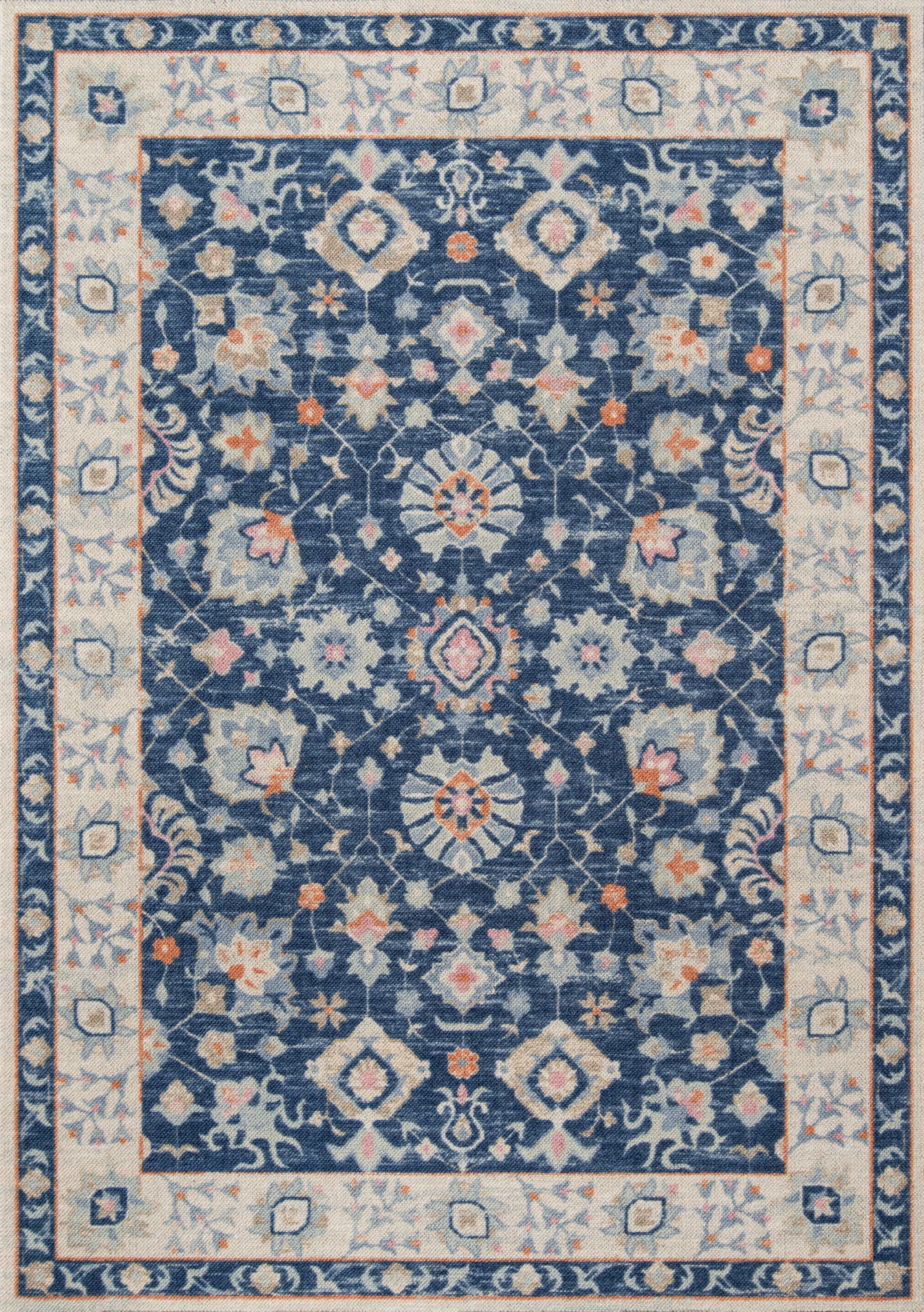 Navy Medallion Rectangular Wool Blend 2' x 3' Rug