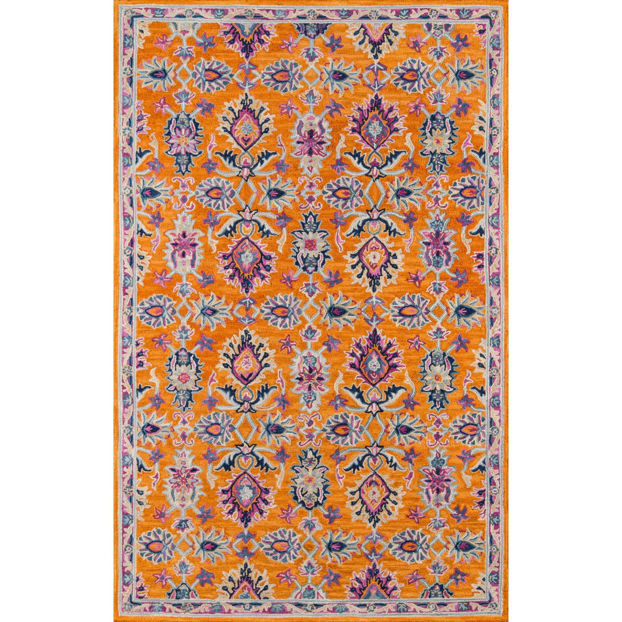 Handmade Orange Wool Rectangular 6' x 9' Tufted Area Rug