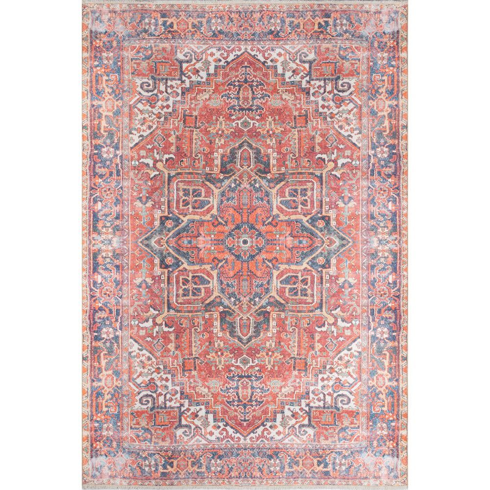 Chandler Red and Multicolor Hand-Knotted Rectangular Area Rug