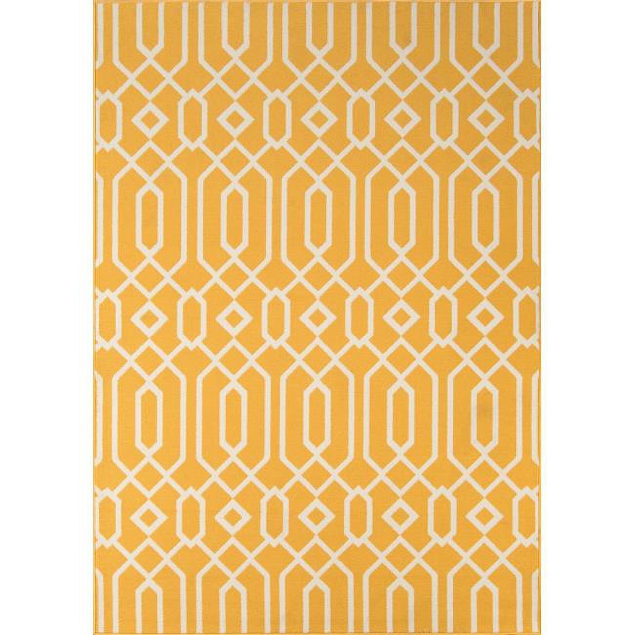 Sunny Trellis Yellow Synthetic 3'11" x 5'7" Easy-Care Area Rug