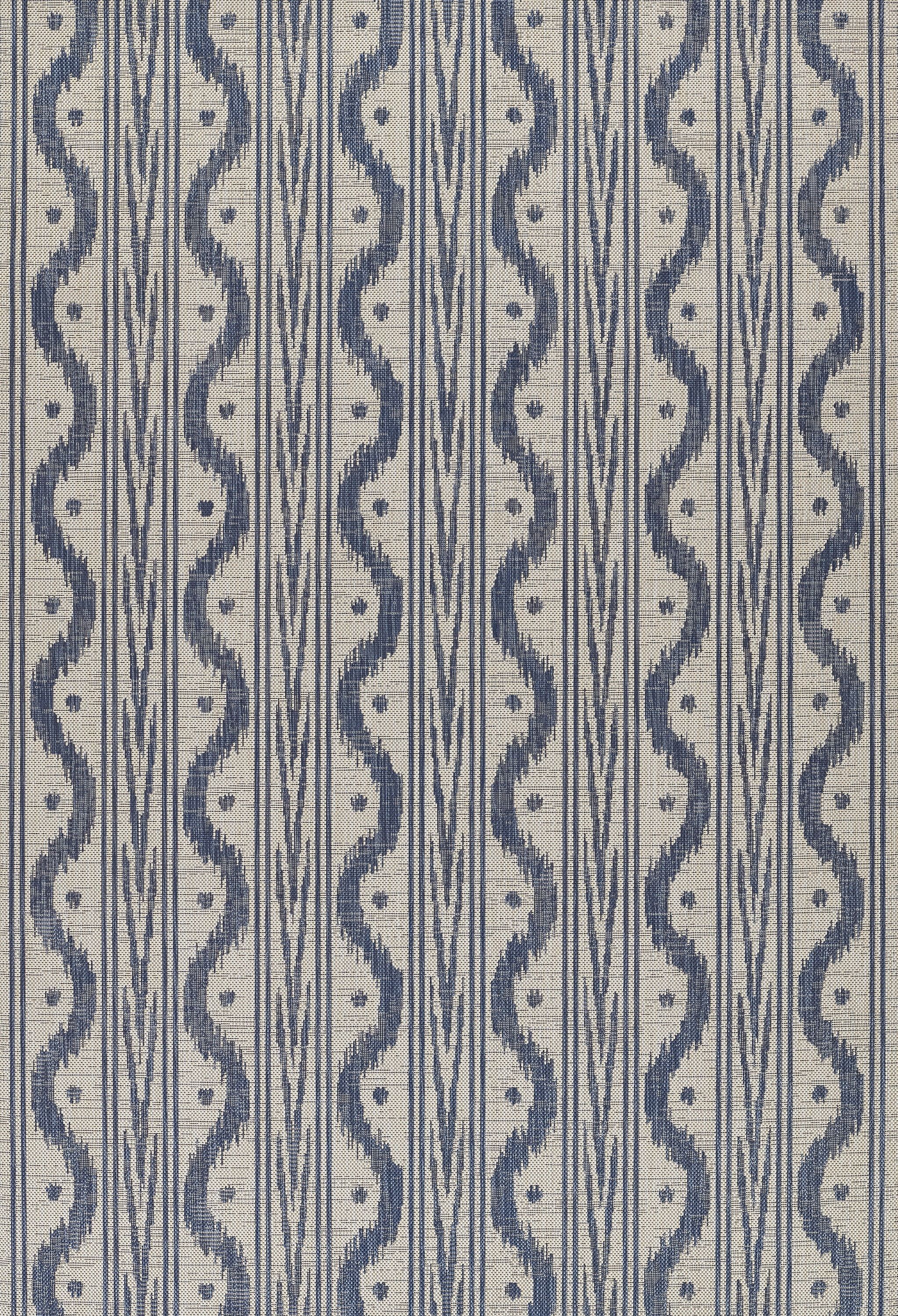 Riviera Breeze Blue and White Geometric Flat-Woven Outdoor Rug 6'6" x 9'