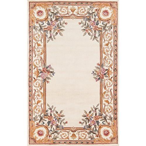 Ivory Hand Tufted Wool Round Area Rug 4' x 4'