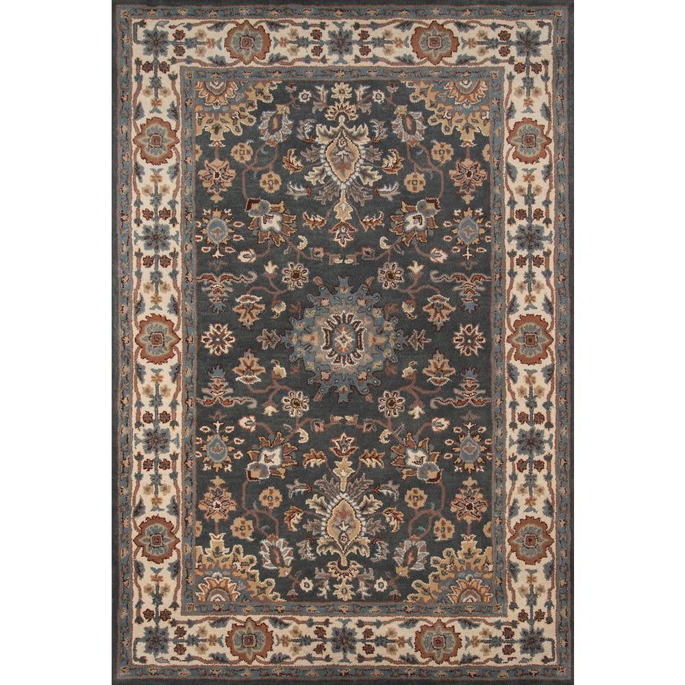 Handmade Tudor Elegance Gray Wool Rectangular Rug, 2'x3'
