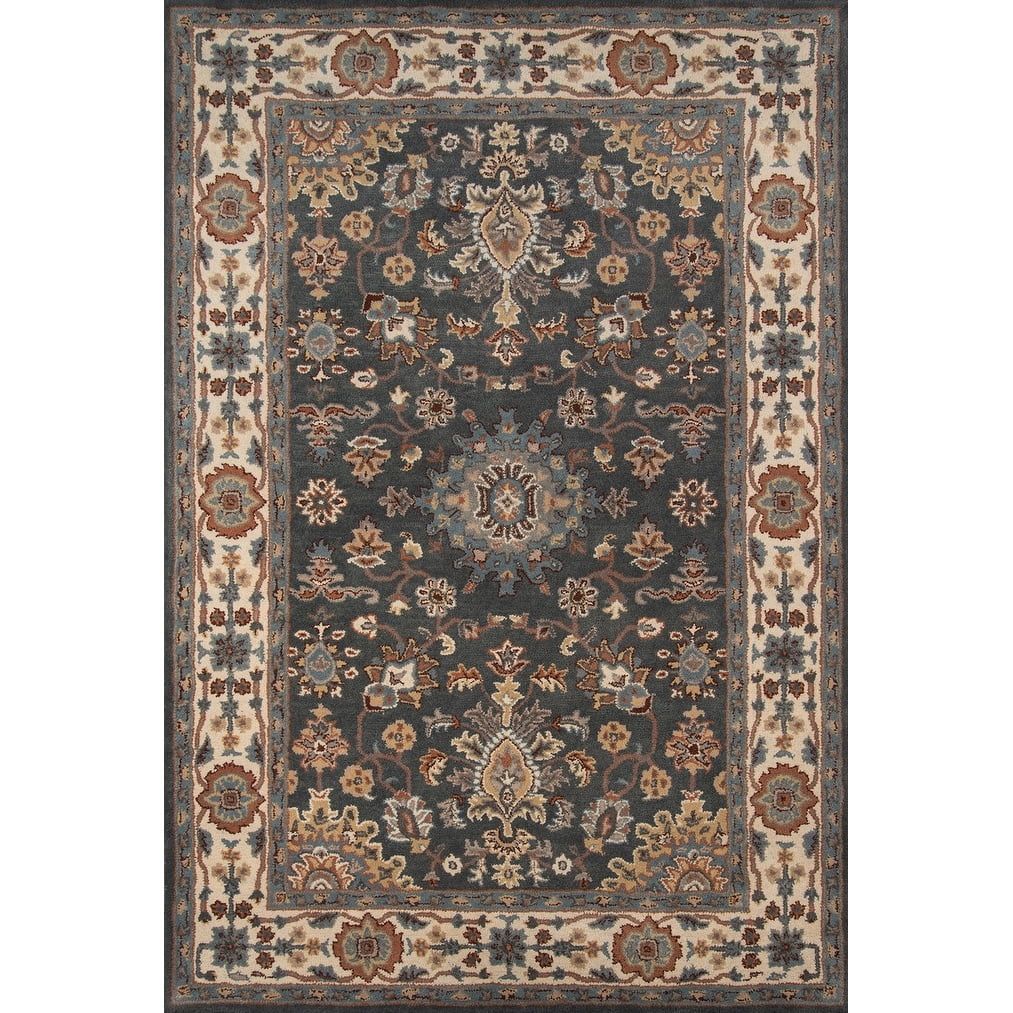 Gray and Beige Handmade Wool Tufted Area Rug, 5' x 7'