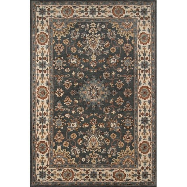 Gray and Beige Handmade Wool Tufted Area Rug, 5' x 7'