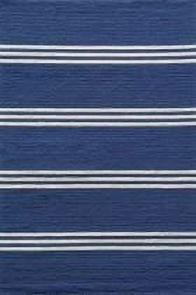 Handmade Blue and White Striped Outdoor Rug