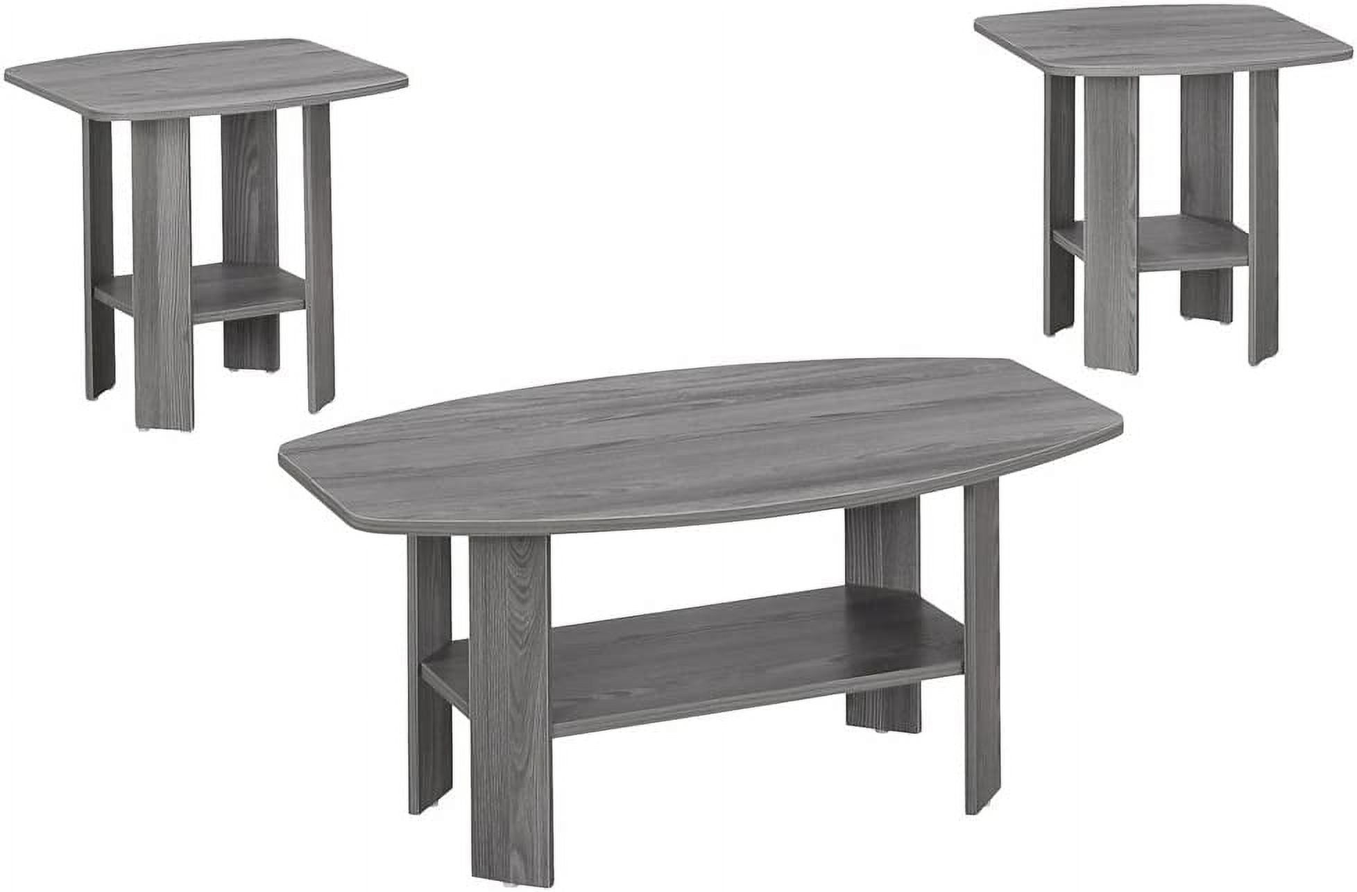 Gray Composite 3-Piece Modern Coffee and End Table Set