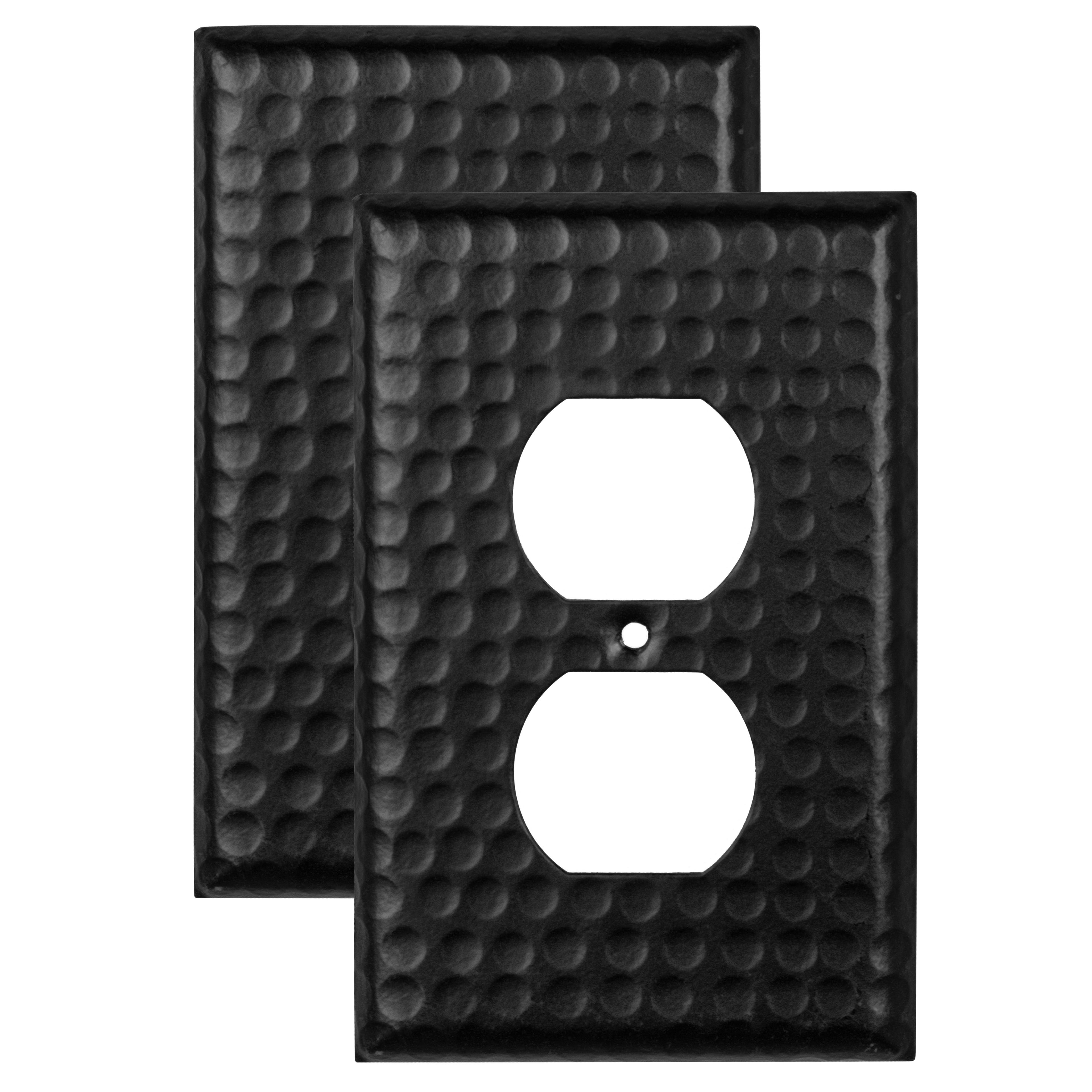 Matte Black Hand Hammered Aluminum 1-Gang Wall Plate Cover