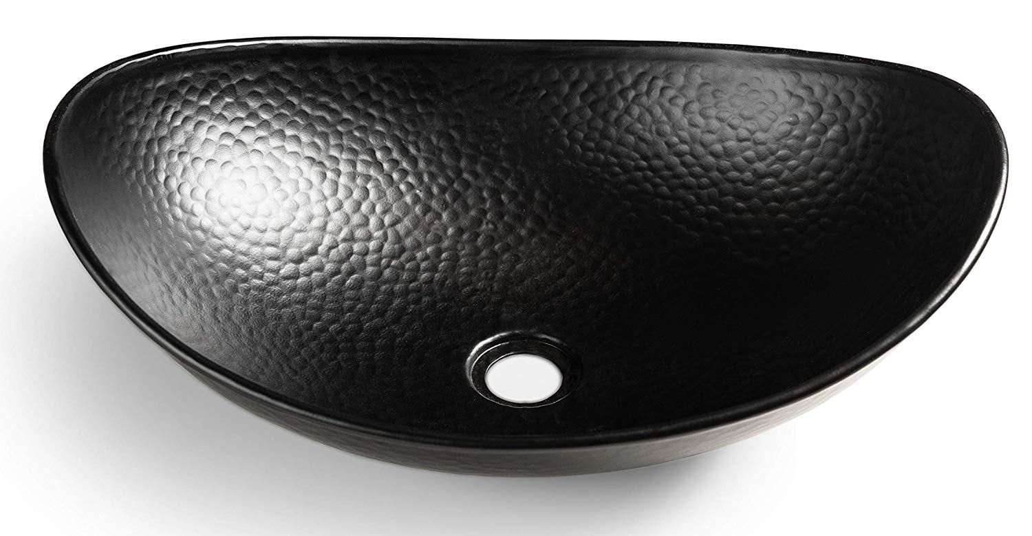 Matte Black Hand Hammered Aluminum Vessel Sink, 19 inches