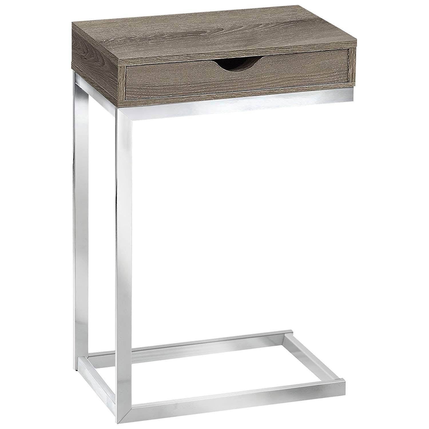 Dark Taupe and Chrome Rectangular Wood Accent Table with Storage