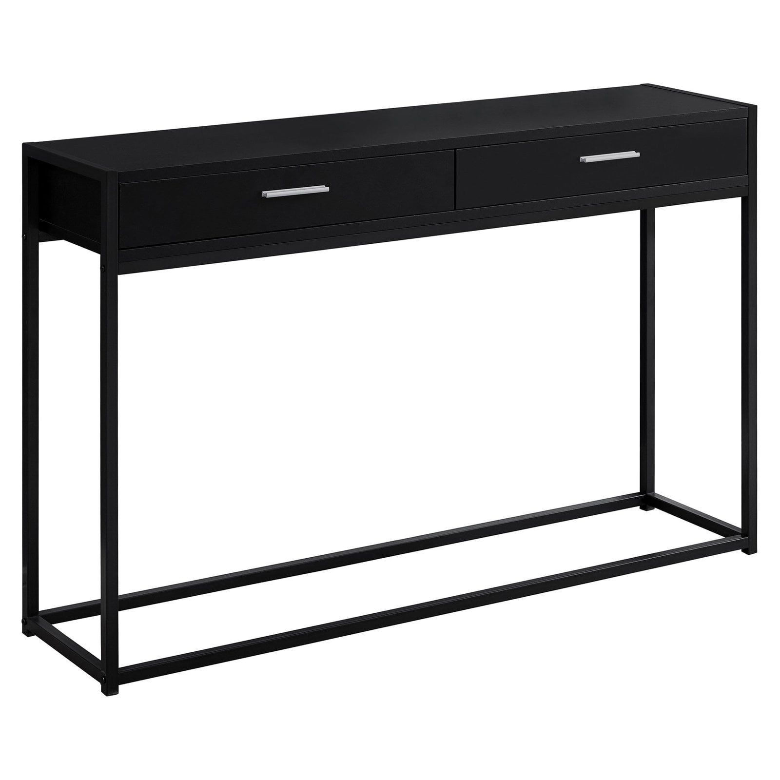 Black Metal and Wood Console Table with Storage Drawers