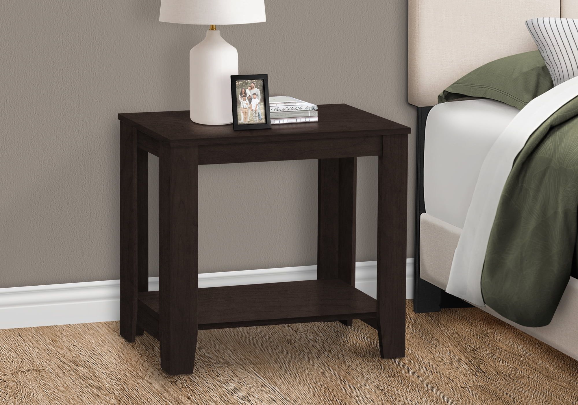 Cappuccino Brown Rectangular Two-Tier Accent Table