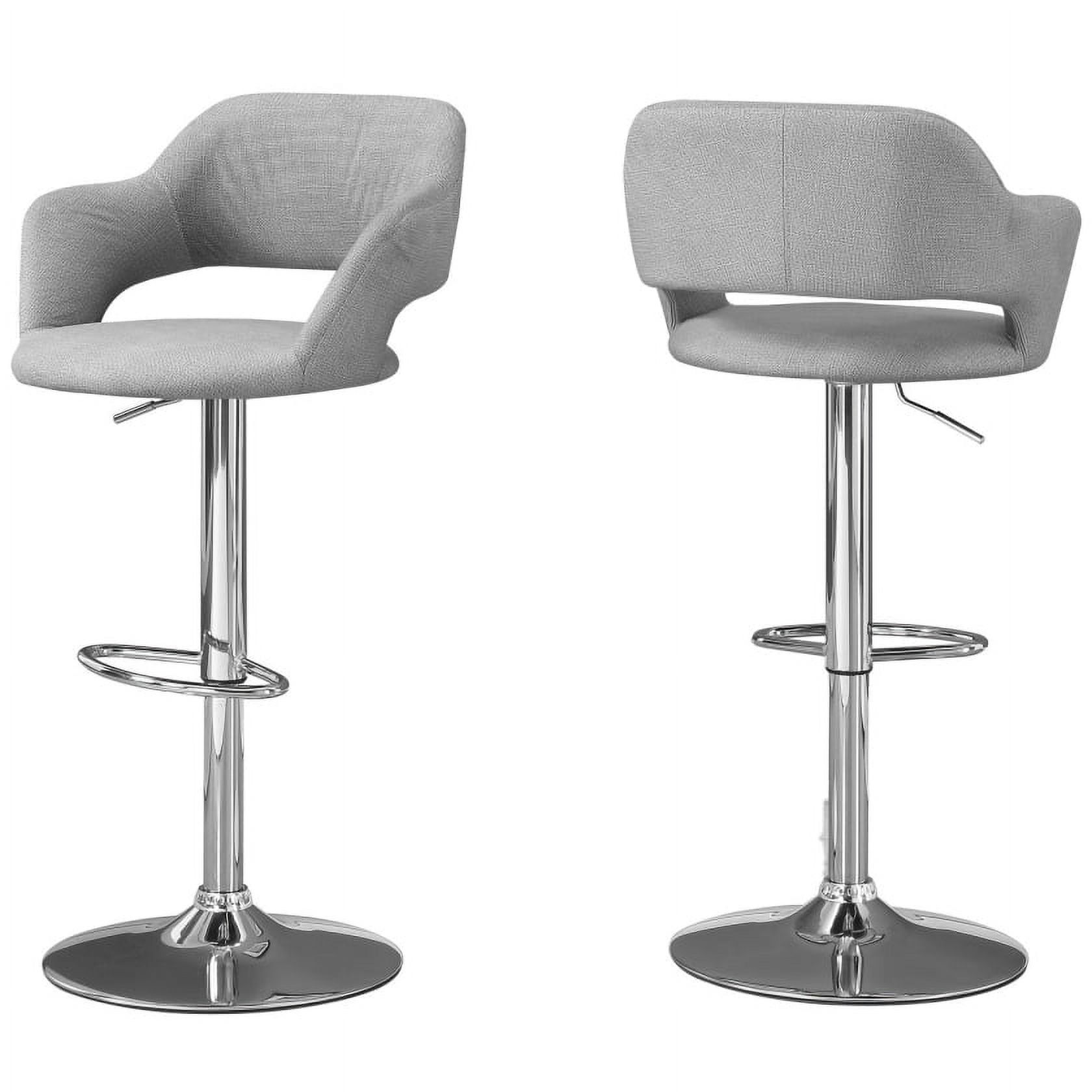 Charcoal Grey Chrome Adjustable Saddle-Style Swivel Bar Stool