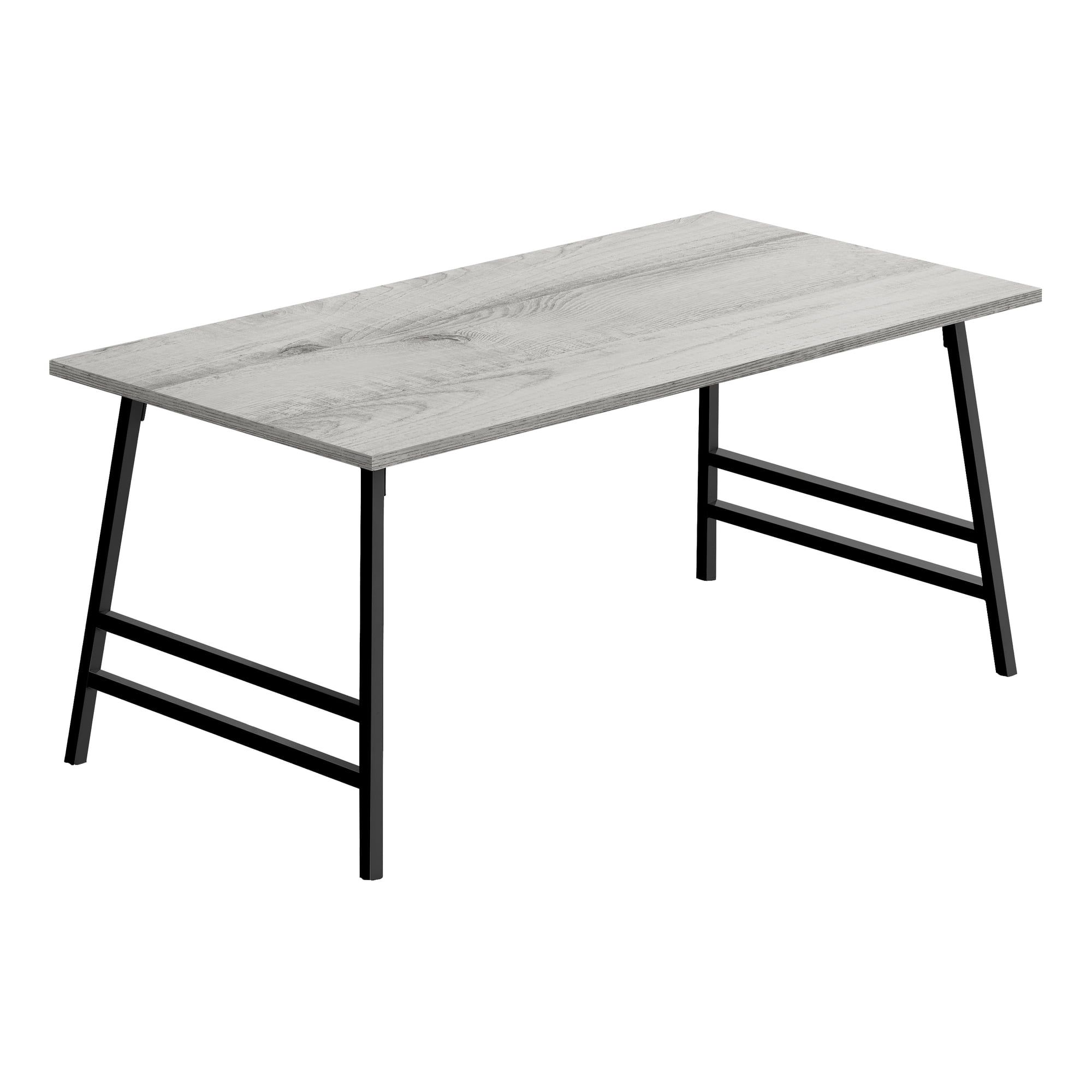 Sleek Gray Laminate and Black Metal Rectangular Coffee Table