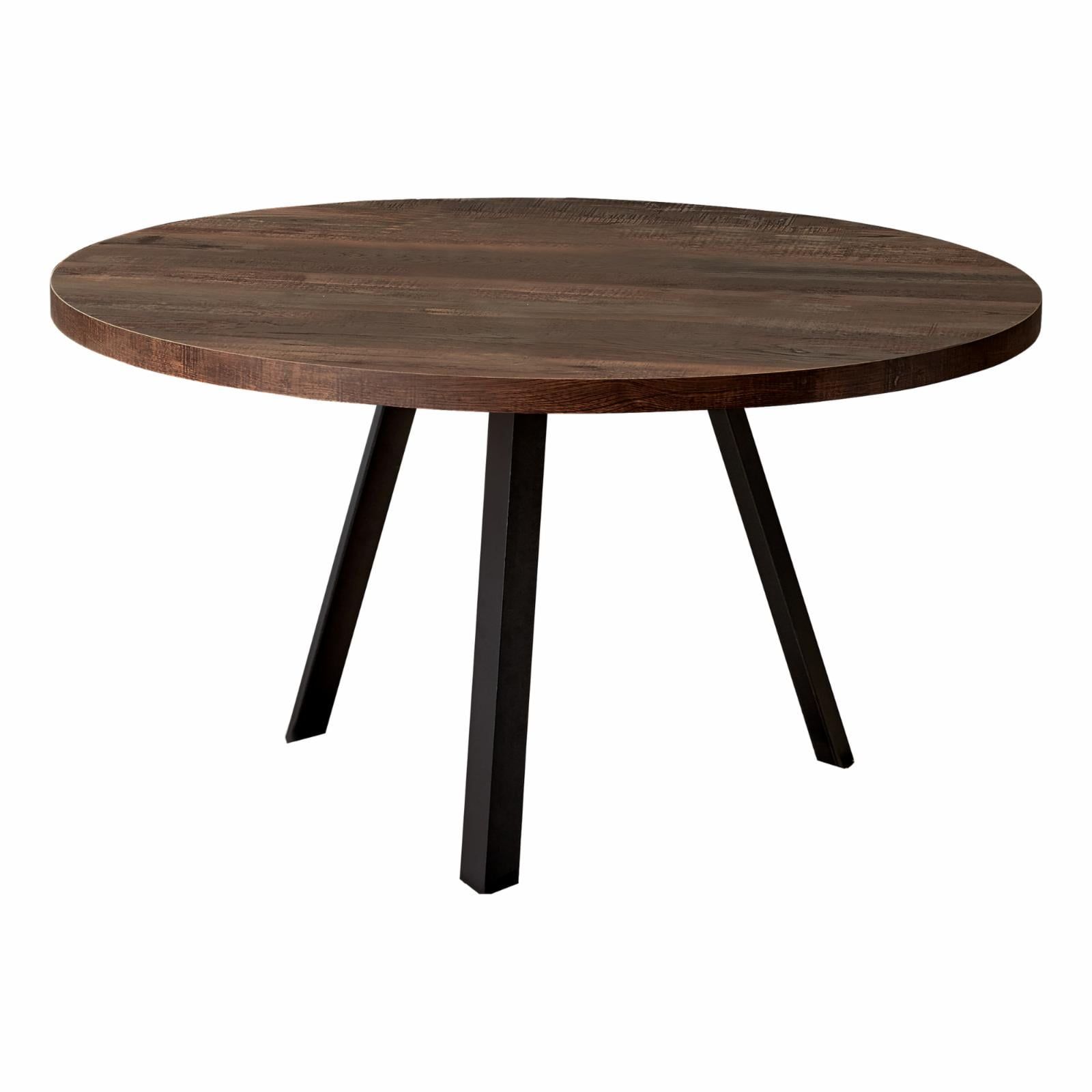 Round Brown Wood and Metal Coffee Table, 36 Inch