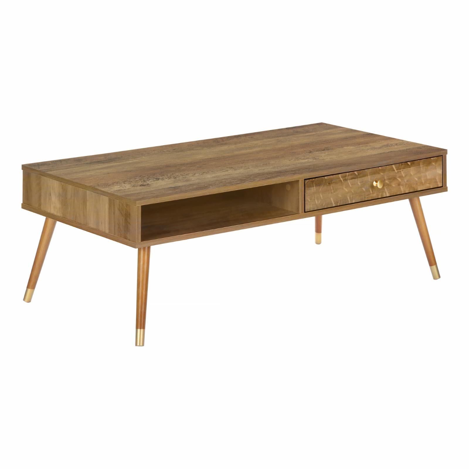 Walnut Mid-Century Modern Coffee Table with Storage Drawer