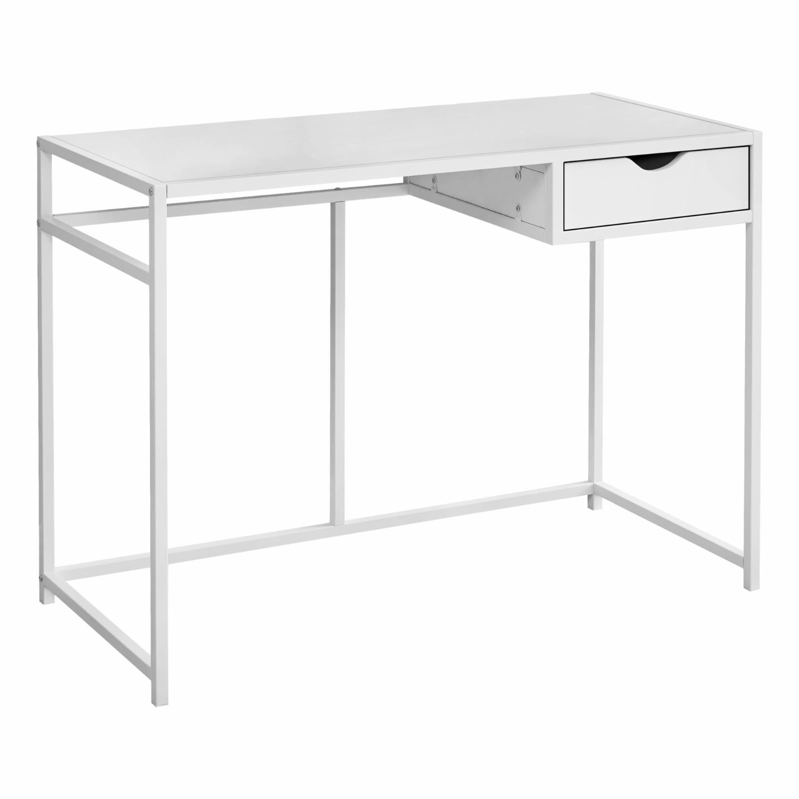 Compact Industrial White Metal & Laminate Home Office Desk with Drawer