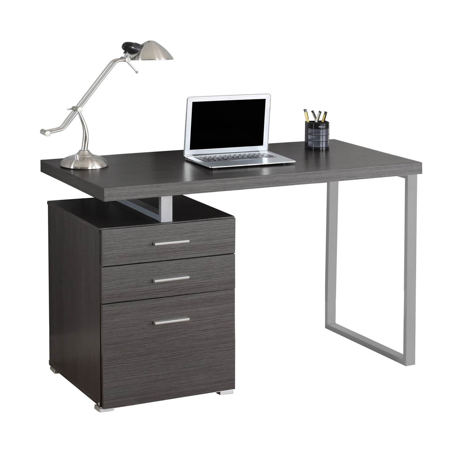 Transitional Grey 48" Home Office Desk with Filing Cabinet