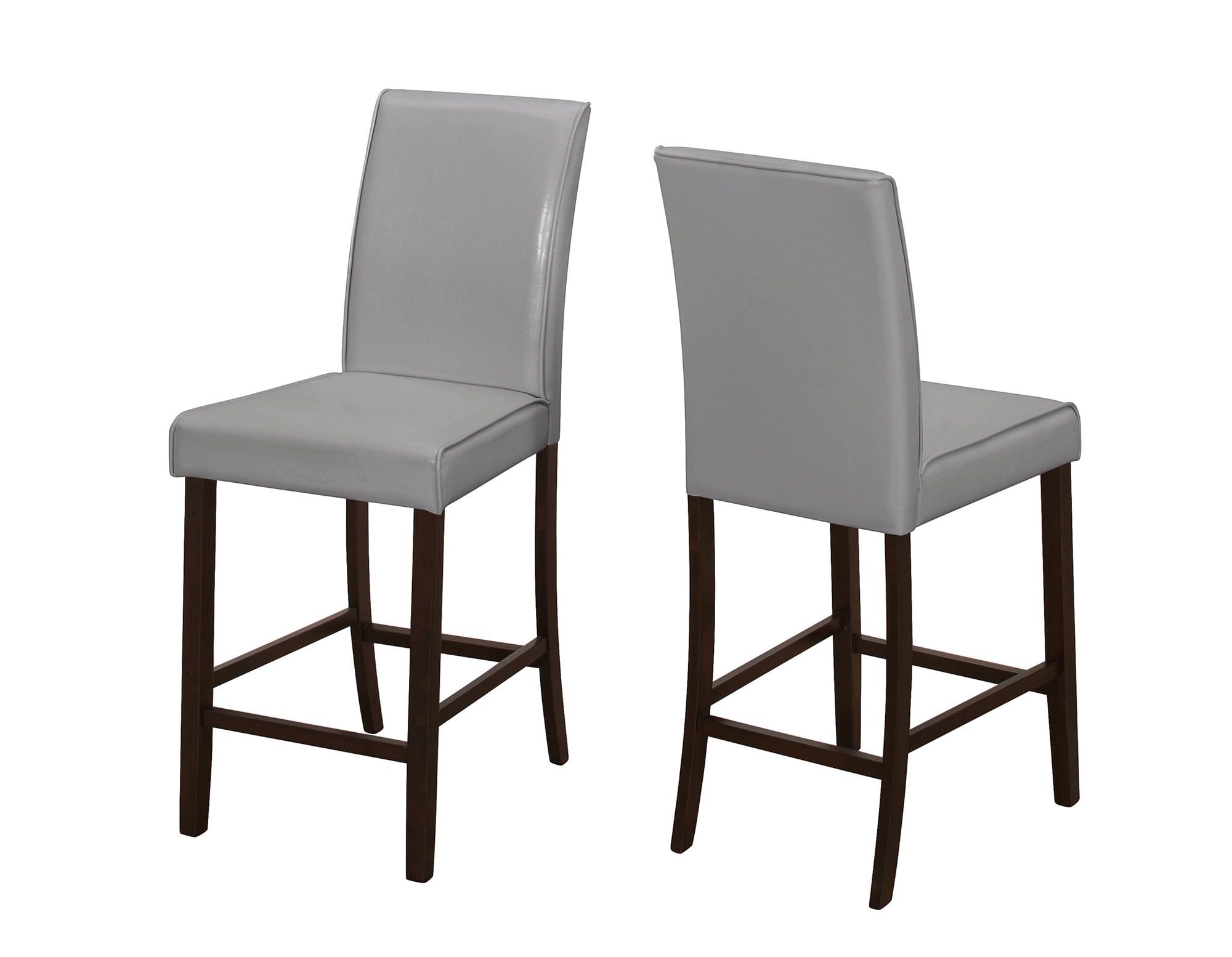 Transitional Gray Faux Leather Upholstered Counter Stool