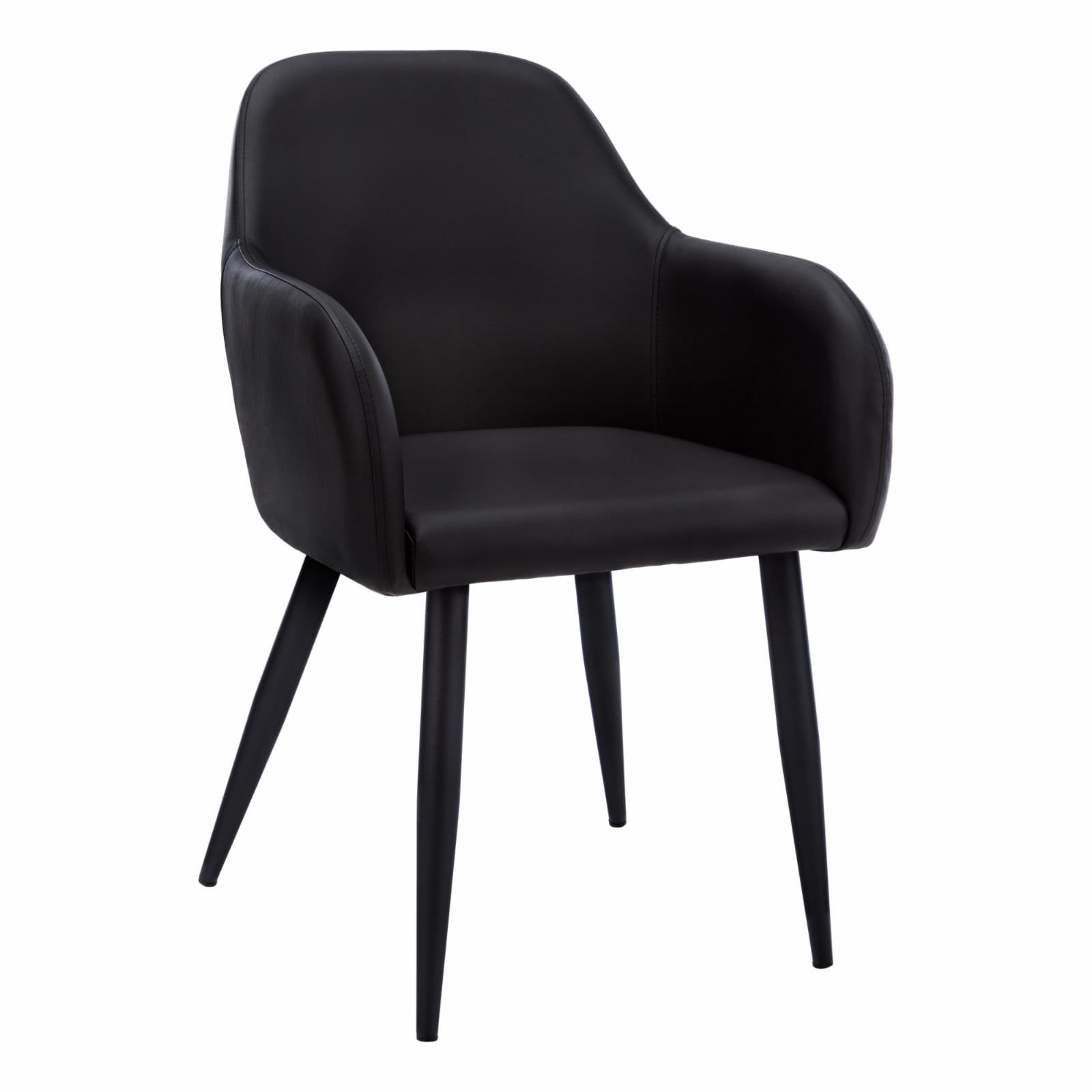 Black Faux Leather Upholstered Side Chair with Metal Legs