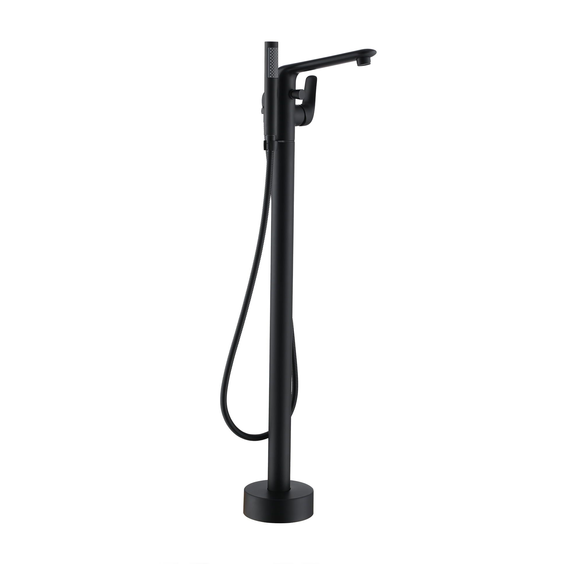 Matte Black Brass Single Handle Floor Mount Bathtub Faucet