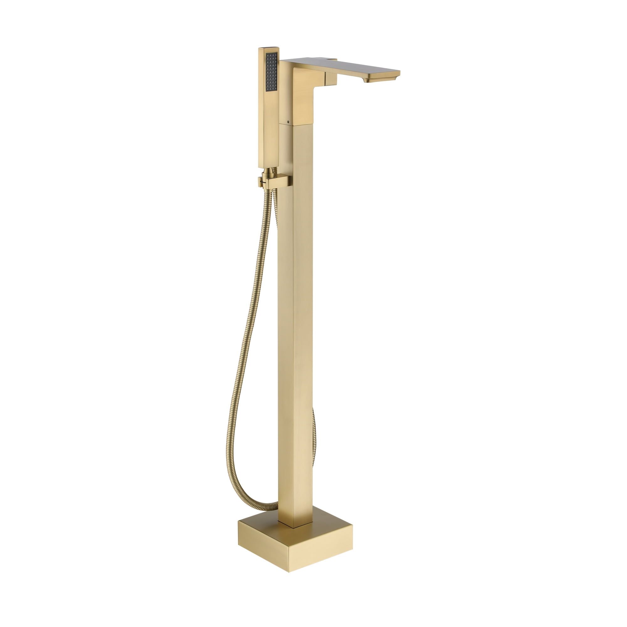 Brushed Gold Single Handle Freestanding Tub Faucet with Hand Shower