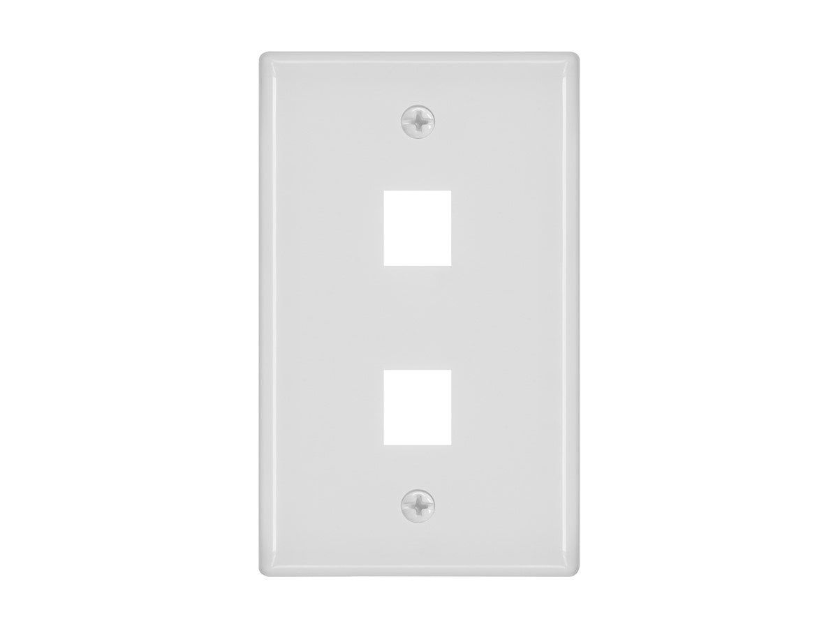 White 2-Hole Keystone Wall Plate for Ethernet and AV