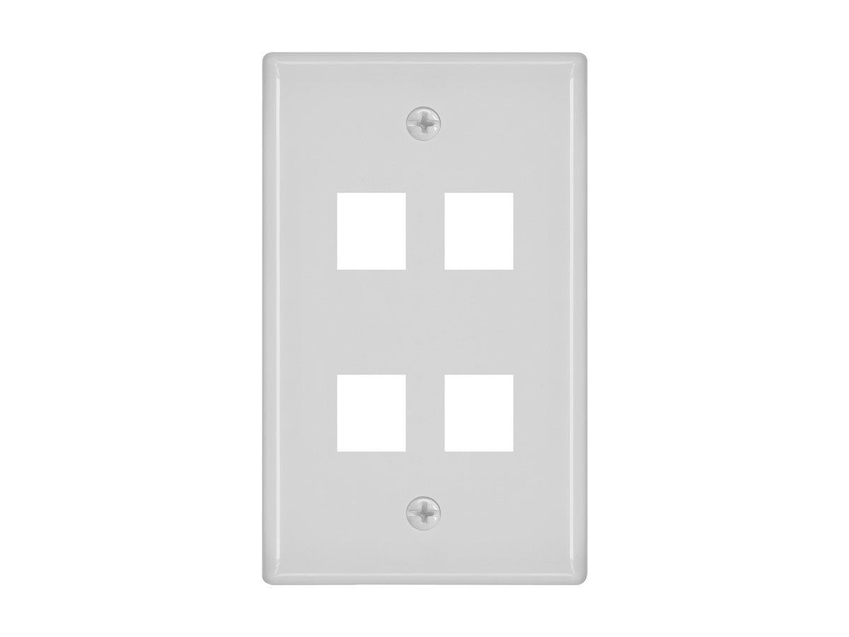 White 4-Hole Keystone Mounting Wall Plate