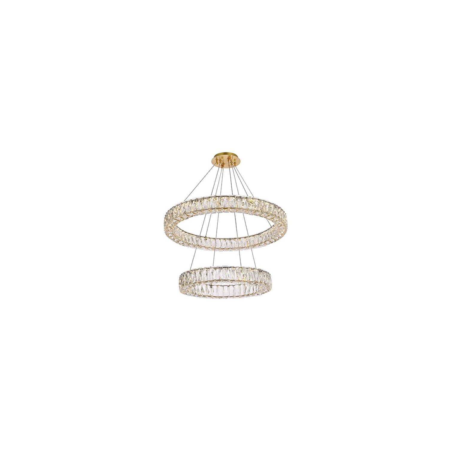 Monroe 28" Gold Crystal LED Double Ring Chandelier