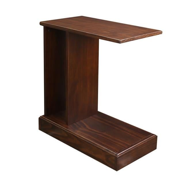 Monroe Warm Brown Wood C-Table with Concealed Drawer