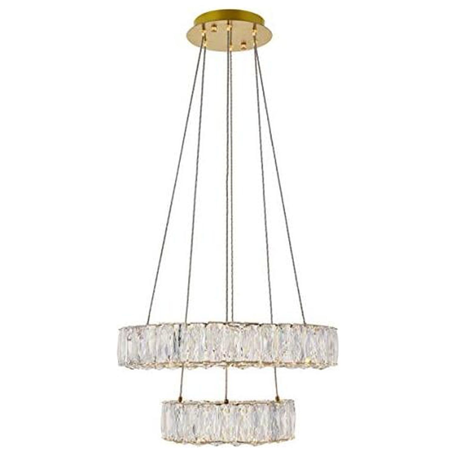 Gold LED Pendant with Clear Crystal Accents