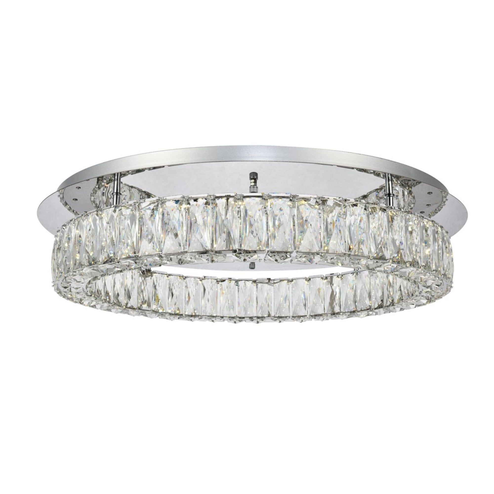 Elegant Monroe Chrome LED Flush Mount with Royal Cut Crystal